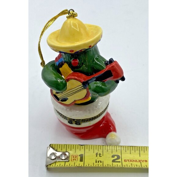 Papa Noel Sombrero Snowman Ornament Trinket Box Guitar Mexican Christmas Holiday - Picture 11 of 12
